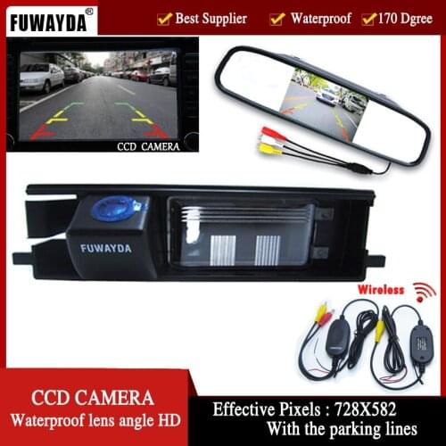 FUWAYDA 2.4HG Wireless Color CCD Car Rear View Camera parking for Toyota RAV4 RAV-4 ,with 4.3 Inch Rear view Mirror Monitor