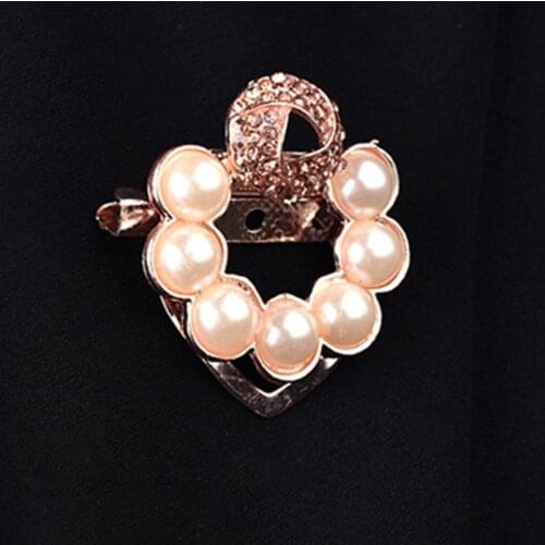 Hot Sell Dual Purpose Heart Rhinestone Brooch Luxury Simulated Pearl Crystal Hijab Pin Scarves Buckle Accessories Gift Broches
