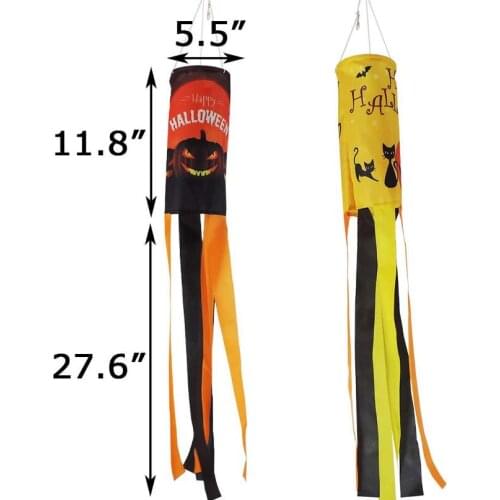 Halloween Pumpkin Ghost Windsock Banner Hanging Decoration Flag Hang Sign Outdoor Yard Party Decor Black Orange White 200pcs/lot