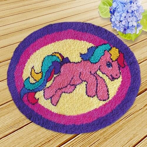 Knooppakket Smyrna Cartoon Latch Hook Kits Diy High quality Button Cushion Animals Needlework Mat Klink Haak Kussen Bloem Gift