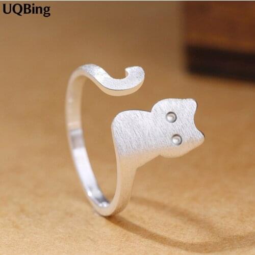 Free Shipping 2019 New Pure 925 Sterling Silver Rings Open Cat Rings For Girl Women Gift Jewelry