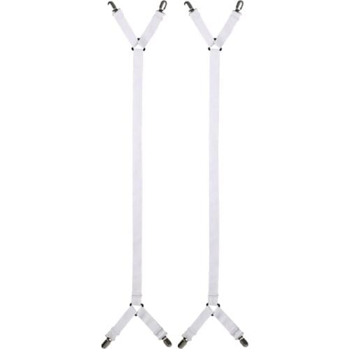 Set of 2, Elastic Bed Sheet Fasteners Fitted Flat Sheets Straps Suspenders Grippers, Mattress Pad Duvet Cover Holder Clips
