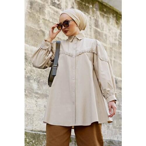 Richkeda Store New Lace Poplin Shirt Women Blouses Turn-down Collar Spring Shirts Plaid All-match Batwing-sleeve Loose Outwear