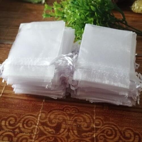 50 pcs/Lot White Organza Bags 11x16 13x18 15x20 17x23 20x30 30x40 35x50 cm Jewelry Gift Drawstrings Package Bags Yarn Pouch