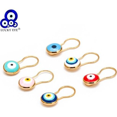 Lucky Eye Colorful Turkish Evil Eye Brooch Pin Gold Color Dropping Oil Brooch Gifts for Women Girls Men Fashion Jewelry BD210
