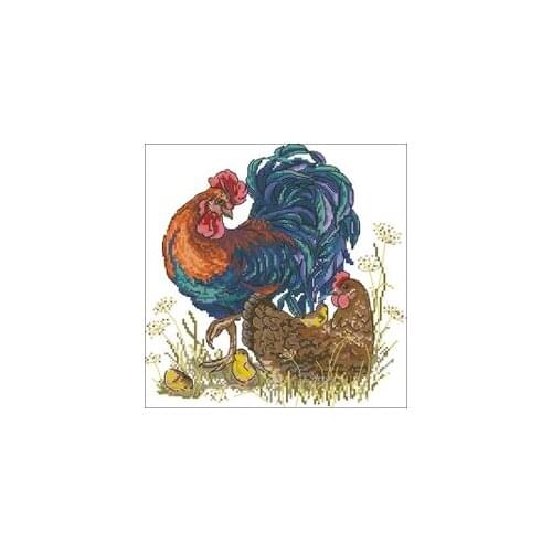 Merejka K-61 rooster and hen Counted Cross Stitch 11CT 14CT 18CT Cross Stitch Kits Embroidery Needlework Sets