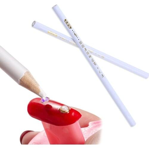 Nail Art Dotting Tool Pen 2pcs/set Stick Rhinestone Foil Pearl Pick Up Wooden Wax Pencil Manicure Nails Accessories Tools BETR36