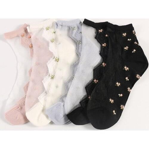 Crystal Socks Women Spring and Summer Style Socks 1 Pair Bottom Socks Women Leisure Jacquard Crystal Silk Socks Harajuku Socks