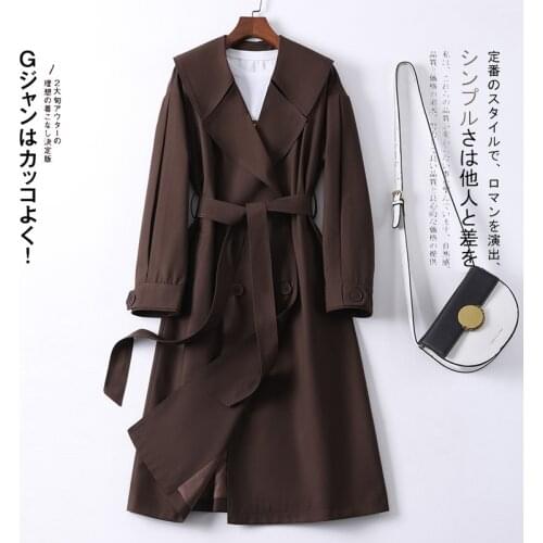 2021 Spring and Autumn New Korean Loose Medium and Long Windbreaker, Feminine Style, Slim, Versatile Casual