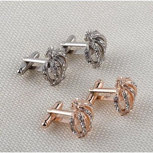 One pair popular rhodium/rose gold crown pendant French style cufflinks xyc154