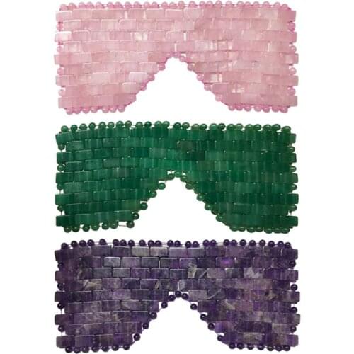 Rose Quartz Cooling Eye Mask Natural Jade Eye Mask Cold Therapy Eye Massager Amethyst Sleeping Mask Stone Massage Relaxation