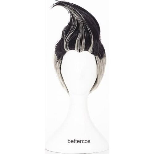 Danganronpa Dangan Ronpa Tanaka Gandamu Cosplay Wigs Short Gray And Black Heat Resistant Synthetic Hair Wig + Wig Cap