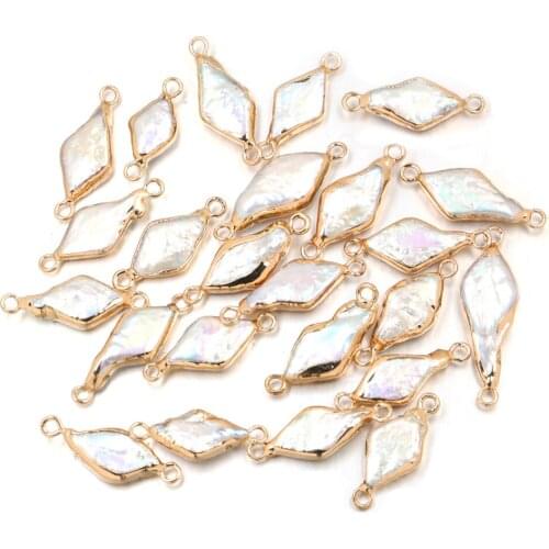 Natural Freshwater Pearl Pendant irregular Double hole connector Pendants for Jewelry Making DIY Bracelet Necklaces Accessories