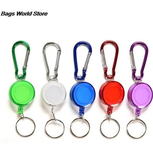Colourful Retractable Metal Card Badge Holder Colourful Strap Carabiner Clip Card label Key Chain Whole Bag Accessories