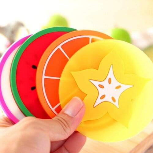 Tableware Cup Coaster Fruit Shape Silicone Cup Pads Anti Slip Insulation Mat Drink Holder Placemat Kitchen For Table Decoration