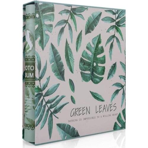 Hot Art Photo Album Slip in Case with 200 Pockets 6 X 4 Inch - Family Friends Memories Picture Photograph Albums Book - Green Le