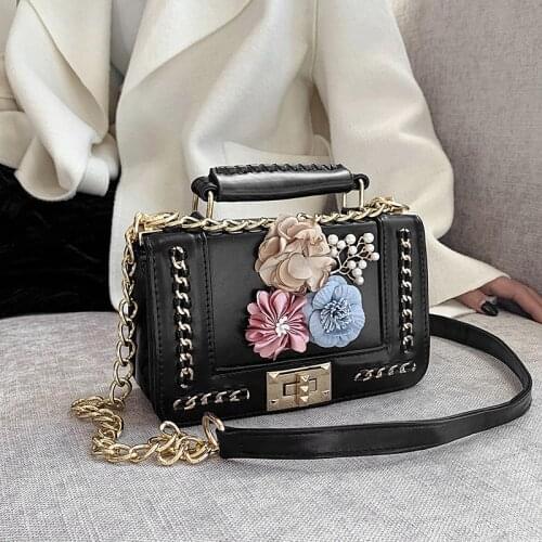 Fashionable Top Handle Bags for Women 2021 New Flowers Evening Shoulder Bags Leather Party Luxury Designer Purses and Handbags
