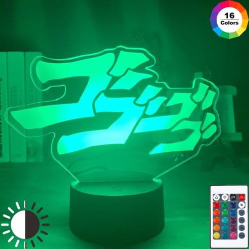 Anime JoJos Bizarre Adventure Letter Design Led Night Light Touch Sensor Colorful Nightlight for Home Decor Table 3d Lamp Gift