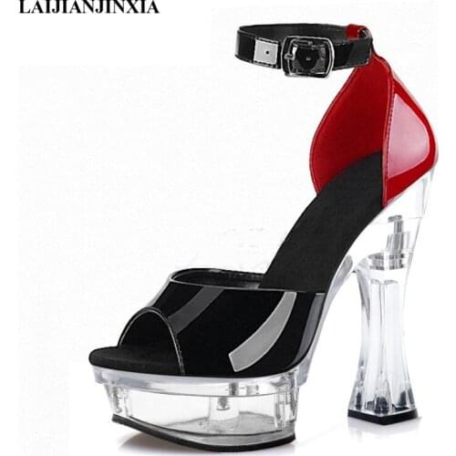 New Super High Stripper Heeled Pole Dance Shoes 6 Inches Patent Leather Bride Wedding Shoes Clear Women Platform Sandals Models