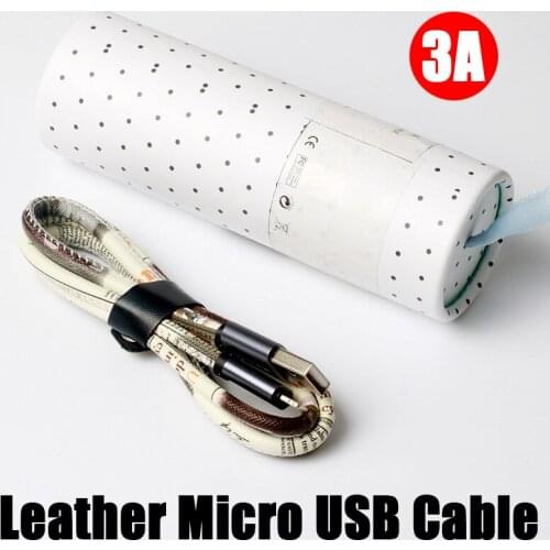 Universal Android Micro USB Cable Leather Pattern 3A Micro Cable Fast Charger Cord Mobile Phone Charging Wire Fashion USB Kable