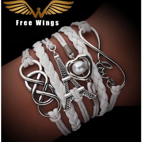 Vintage Fashion Infinite Multilayer Leather Bracelets Love 2018 Rudder 8 Bracelets For Women Charm Jewelry Accessories