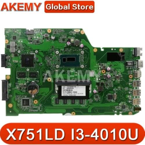 X751LD For ASUS X751LN X751LK X751LD Laptop motherboard I3-4010U CPU 4GB RAM with GT820M Mainboard test good