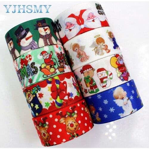 YJHSMY,177202 25mm 10yard Christmas Ribbon Heat Transfer Printing Grids Wedding Accessories DIY Handmade Materials