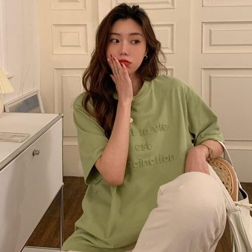 Super Fire Letter Pattern Short-Sleeved t-Shirt Womens Summer 2021 Ins Loose Korean Boyfriend Style Harajuku Style Womens Top