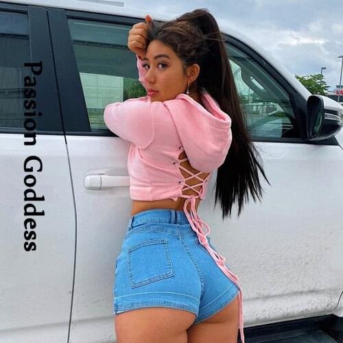 Cute Women Girls Pink Hoodie Sweatshirts Backless Bandage Pullovers Hooded Eyelet Cross Strap Sweatshirt Kawaii Cropped Hoodies