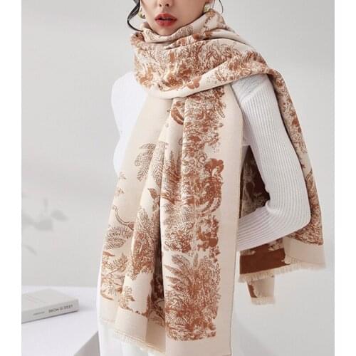 Johnature New Winter Vintage Print All Match Women Scarf 2021 Casual Warm Japanese Korean Shawl Scarf
