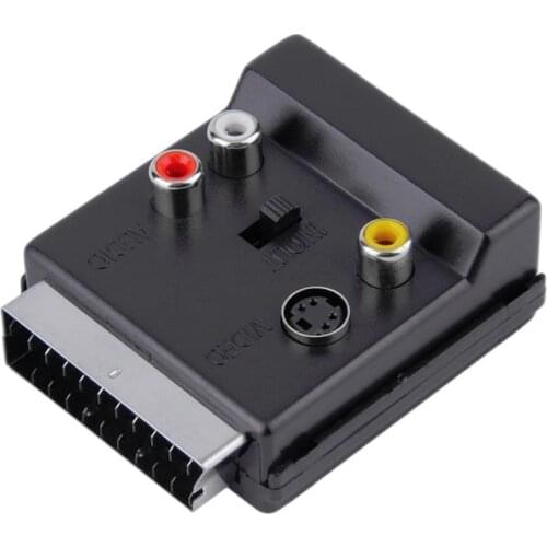 1pc 21Pin SCART Male to 3RCA Female S-Video Audio Video Adapter Cable Connector SCART Plug to 3RCA Jack S Video AV TV Converter