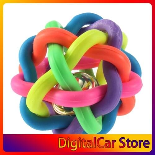 1pcs Pet Dog Cat Toy Colorful Rubber Round Ball with Small Bell Toy Hot Worldwide