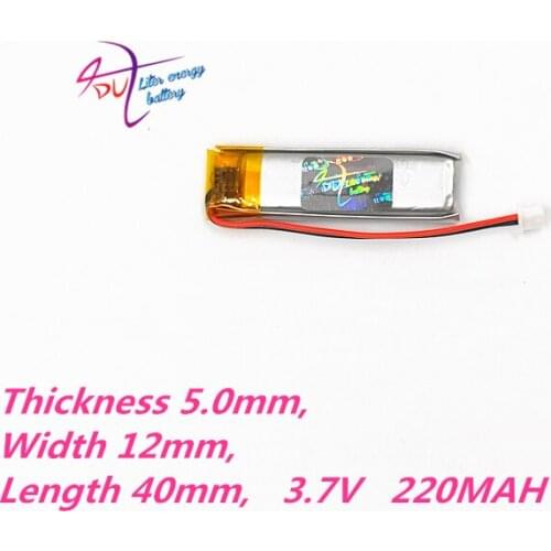 10 pcs 3.7V 220mAh Lithium Polymer LiPo Rechargeable Battery Lion 501240 JST 1.25mm 2pin For Mp3 GPS PSP bluetooth headphone
