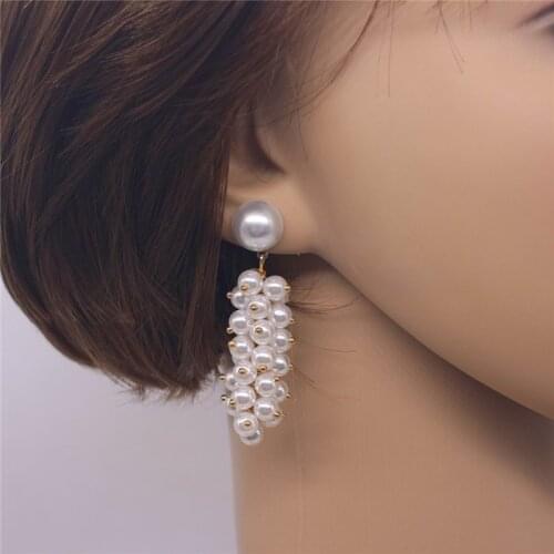 2021 Japan Korean New Trendy Handmade Beaded Grape Shape Tassel Earrings For Women Fashion Bijoux Wedding Ear Jewelry Brincos