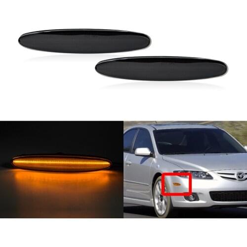 2x Smoked Lens Amber Led Side Marker Lights For Mazda 6 Mazdaspeed6 GG GY GG1 GY1 2003-2008 OEM: GK2A515E0A GK2A515F0A