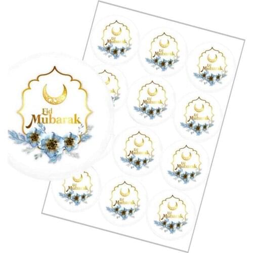 48pcs EID Mubarak Decor Stickers Ramadan Mubarak Decoration Islam Muslim Festival Favor Gifts Labels HAJJ Ramadan Kareem