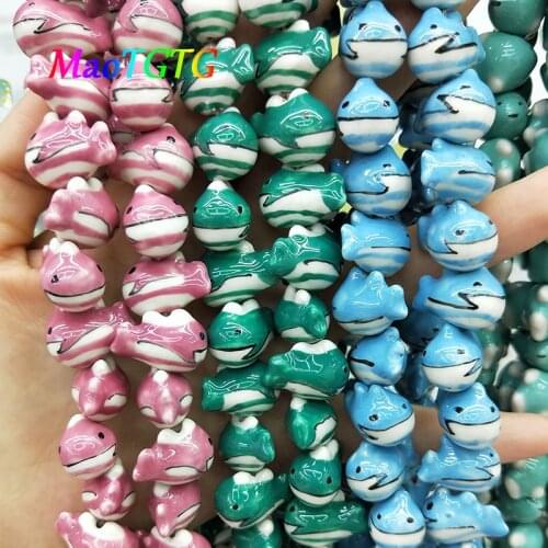5pcs Whale Shape Ceramic Beads For Jewelry Making Necklace Earrings Hand-painted Ceramic Loose Spacer Bead Accessories Wholesale