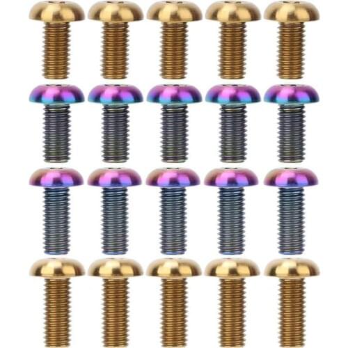 5pcs/Pack Titanium Alloy Screws M5x12/M5x10 Bicycle Water Bottle Cage Bolts Mountain Bike Disc Brake Screws Cycling Parts