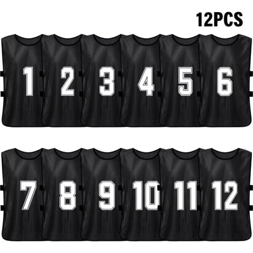 6/12 PCS Adults Soccer Pinnies Quick Drying Football Team Jerseys Sports Soccer Team Training Numbered Bibs Practice Sports Vest