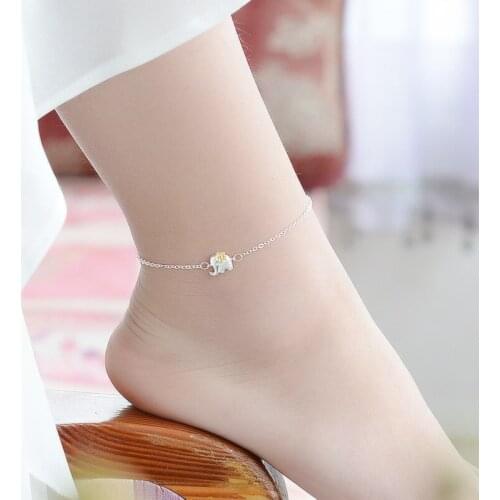 925 Sterling Silver Elephant Charm Bracelets &Bangle Anklet For Women Party Wedding Jewelry A208