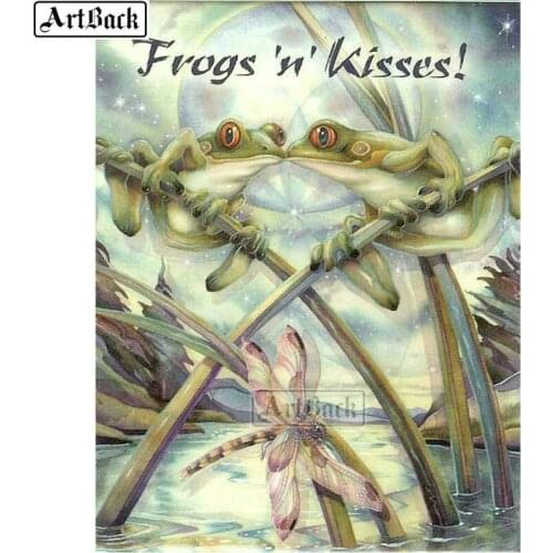 Diamond painting frog in kiss full square / round cartoon sticker 5d diamond mosaic kids handmade diamond embroidery