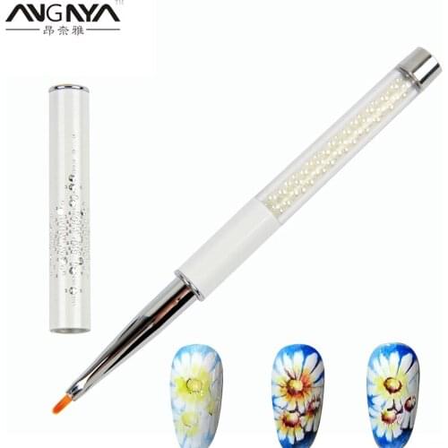 ANGNYA UV Gel Design Brush Nail Art Gradient Painting Pen Drawing Brush 1# White Pearl Handle DIY Manicure Tool Nail Art Brush