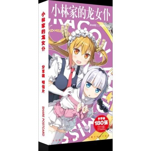 Anime Miss Kobayashis Dragon Maid Tohru Kanna Fanart 180PCS Postcard Post Cards Sticker Artbook Gift Cosplay Props Book Set New