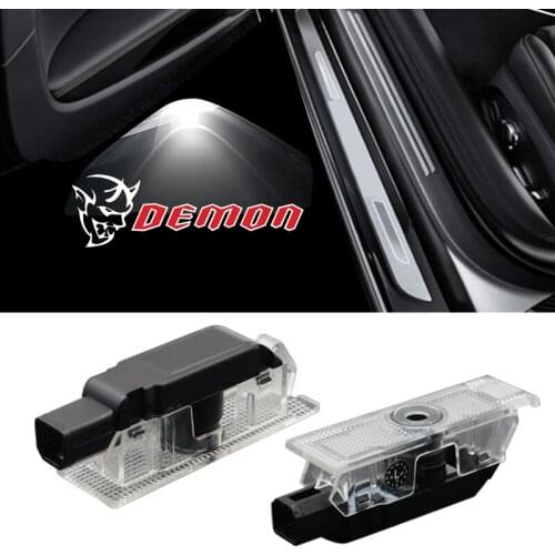 2-4 pcs HD Car Door Light LED For Dodge Challenger Demon SRT Charger Logo Insignia Shadow Courtesy Welcome Light 12V Car Tuning