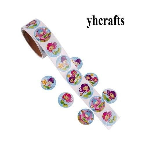 1 Roll(100PCS)/LOT mermaid paper stickers Girls birthday gifts Kids diy toys Kindergarten activity items Decorative items Favor