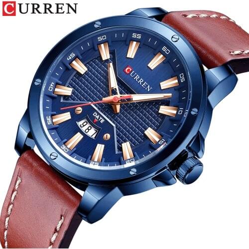 CURREN New Fashion watch for men Top Brand Luxury military Leather mens watches Male Waterproof Date Clock relojes hombre