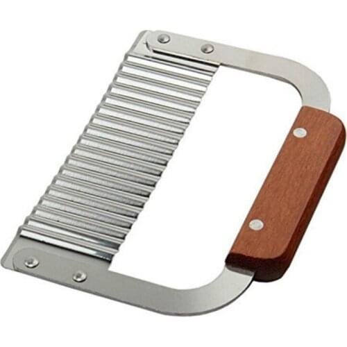 Wooden Handle Corrugated Ripple Wave Knife French Fries Knife Pastry Handmade Soap Cutting Device Potato Cutter Cake Tools