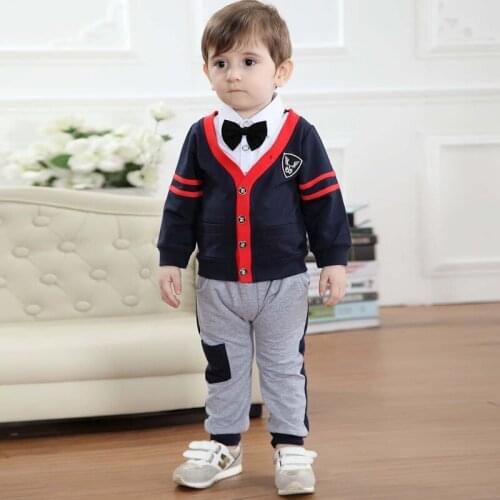 Kids Clothes Wedding Suit for Boy Formal Jacket Suits Boys Spring Long Sleeve Tie Bow Bow Tie Boy Clothes Set Coat +shirt+pant