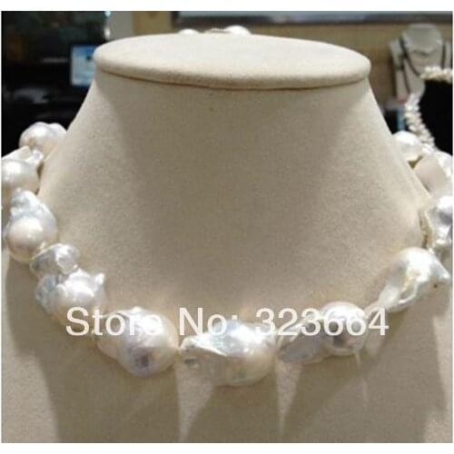 REALLY HUGE REAL HUGE SOUTH SEA WHITE BAROQUE PEARL NECKLACE 18"