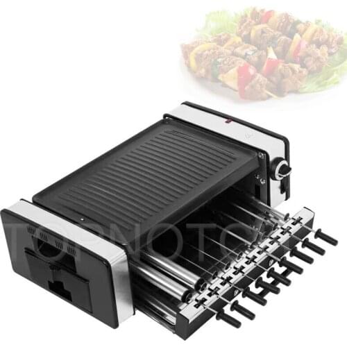 Electric Bbq Grill Smokeless Automatic Rotation Non-Stick Baking Tray Skewer Grills Home Korean Kebab Making Machine